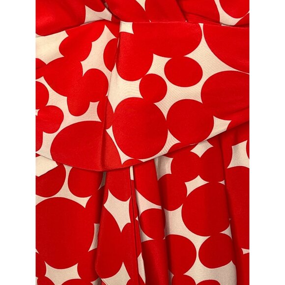 Yoana Baraschi Red Abstract Silk Sheath Dress Sleeveless Ruched Small - Picture 13 of 13